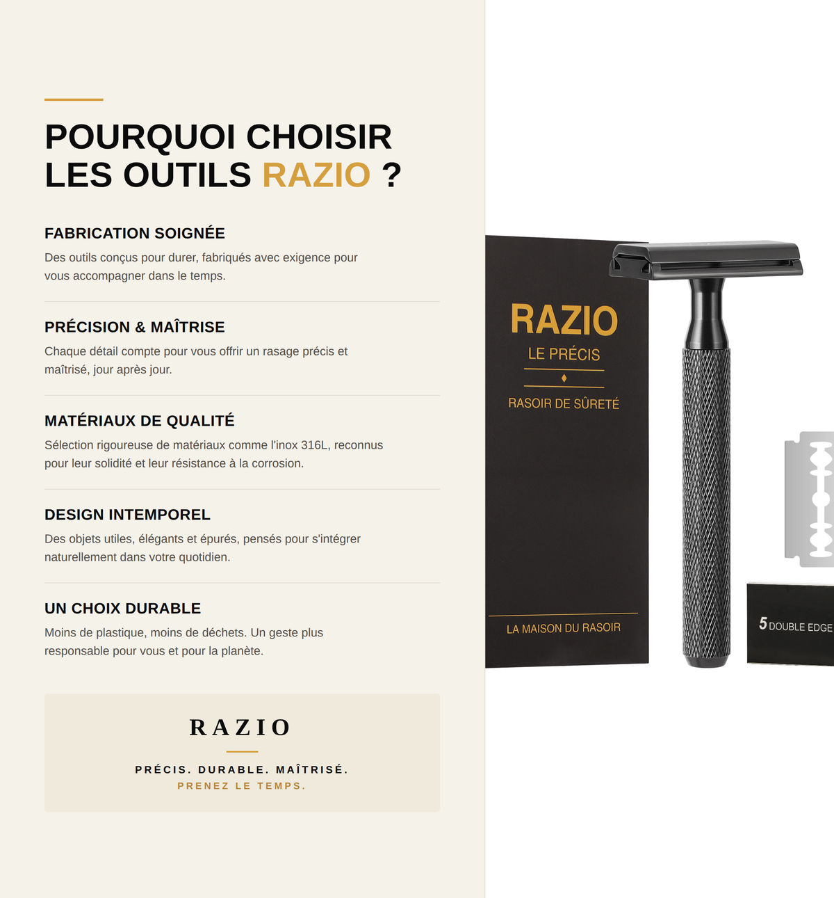 Infographie RAZIO : les avantages du rasoir de sûreté par rapport au rasoir jetable